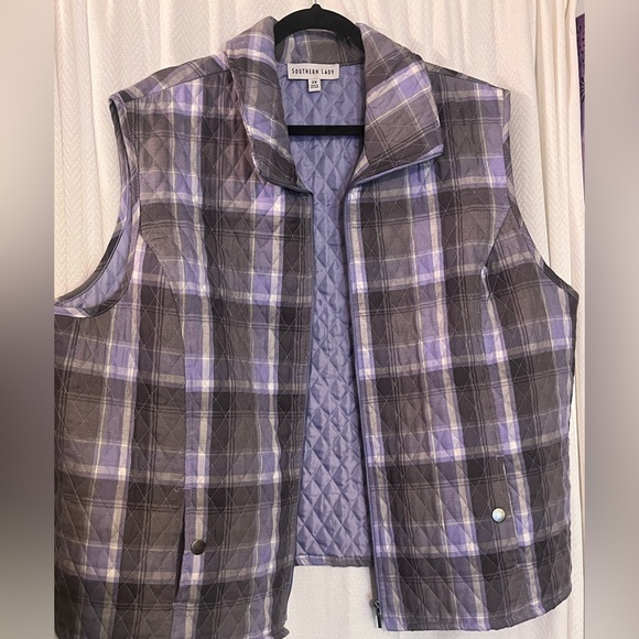 Southern Lady Purple and Gray Quilted Vest - Picture 1 of 2